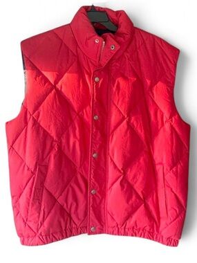 WoodLake Men’s XL Red Down Puffer Vest Zip Front Snap Placket NWOT
